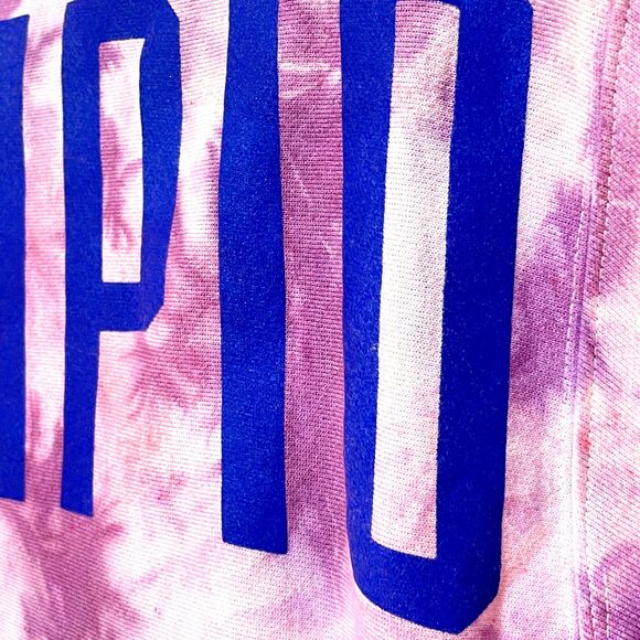 Dyed Champion Reverse Weave Purple Pink Spellout Sweatshirt - Picture 5 of 13